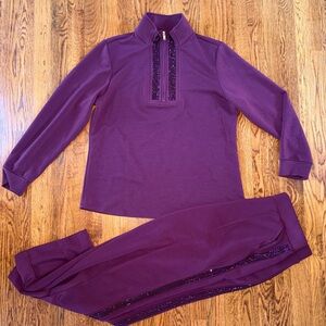 Elie Tahari Purple Sequin Zip-Up Jacket & Pants